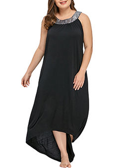 Plus Sized Beaded Round Collar Dress